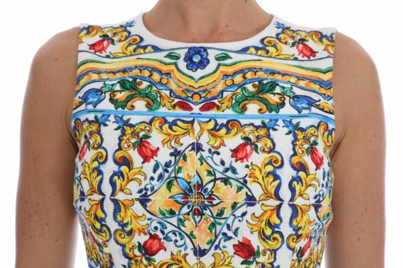 Dolce & Gabbana Majolica Print Midi Sheath Dress - Image 4