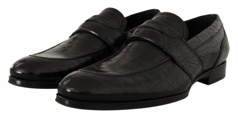 Dolce & Gabbana Elegant Crocodile Leather Moccasin Shoes - Image 3