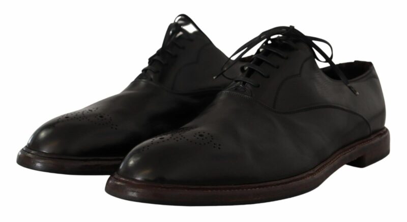 Dolce & Gabbana Elegant Black Leather Derby Formal Shoes - Image 3