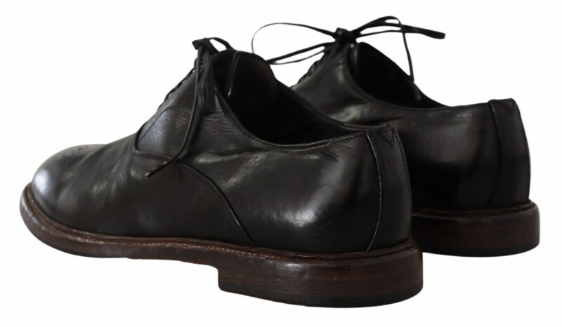 Dolce & Gabbana Elegant Black Leather Derby Formal Shoes - Image 4