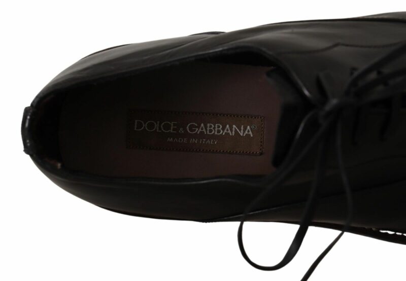 Dolce & Gabbana Elegant Black Leather Derby Formal Shoes - Image 7
