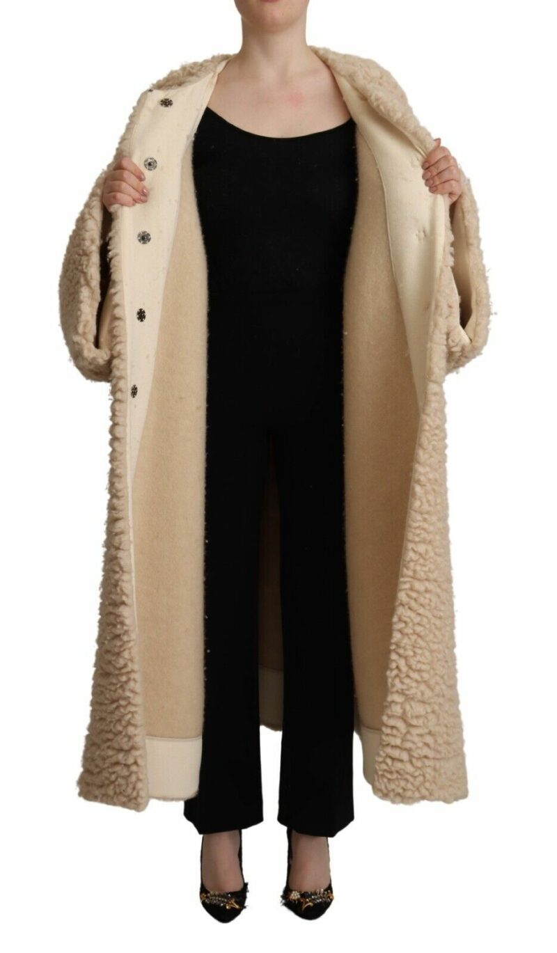 Dolce & Gabbana Elegant Beige Cashmere Overcoat Jacket - Image 5
