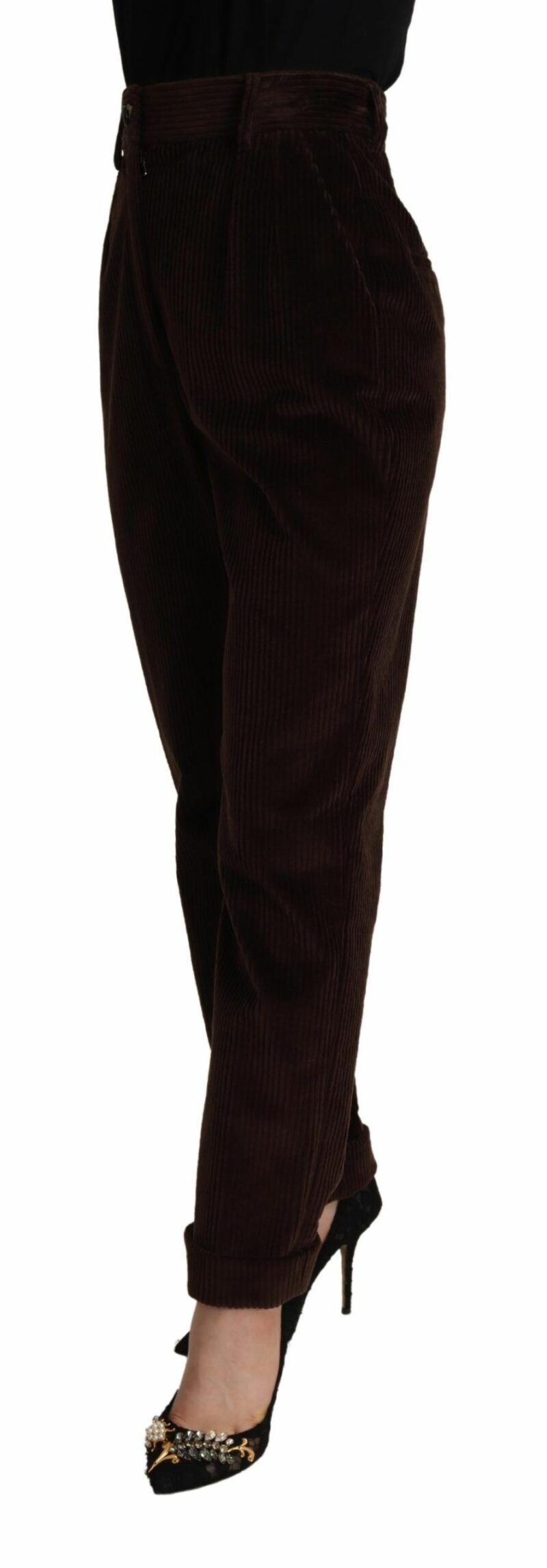 Dolce & Gabbana Elegant Bordeaux High-Waisted Corduroy Pants - Image 3