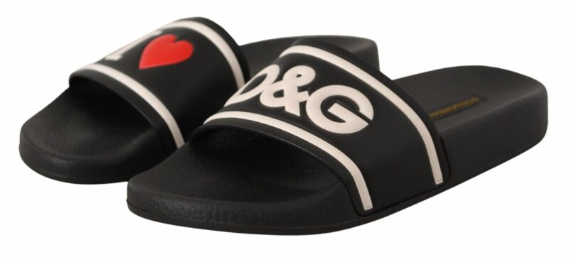 Dolce & Gabbana Elegant Black Leather Slide Sandals for Her - Image 2