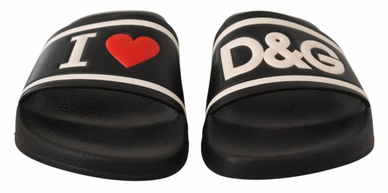 Dolce & Gabbana Elegant Black Leather Slide Sandals for Her - Image 7