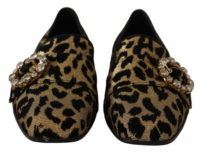 Dolce & Gabbana Elegant Leopard Crystal Gem Loafers - Image 2