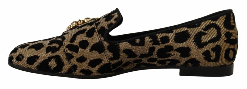 Dolce & Gabbana Elegant Leopard Crystal Gem Loafers - Image 5