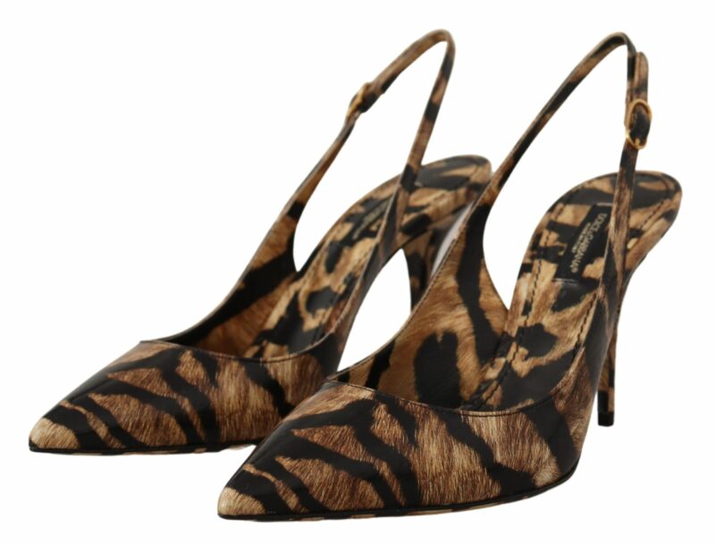 Dolce & Gabbana Tiger Pattern Slingback Heels Pumps - Image 2