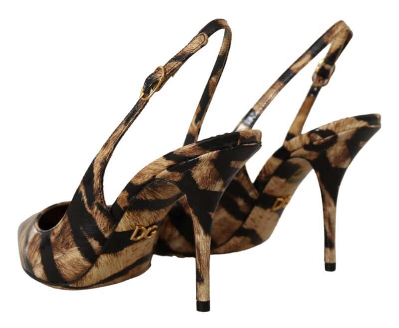 Dolce & Gabbana Tiger Pattern Slingback Heels Pumps - Image 3