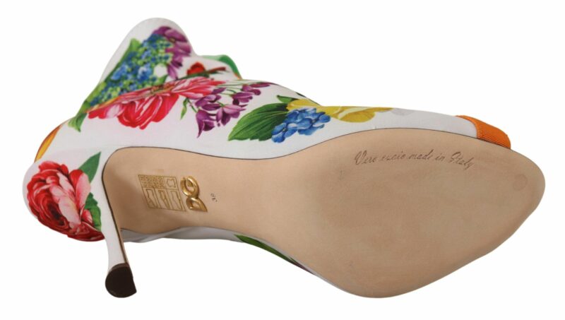 Dolce & Gabbana Floral Open Toe Jersey Heels - Image 3