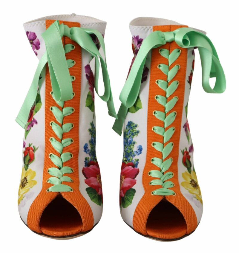 Dolce & Gabbana Floral Open Toe Jersey Heels - Image 5
