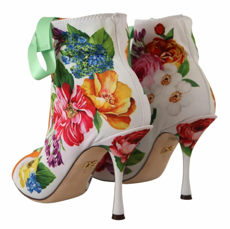 Dolce & Gabbana Floral Open Toe Jersey Heels - Image 7