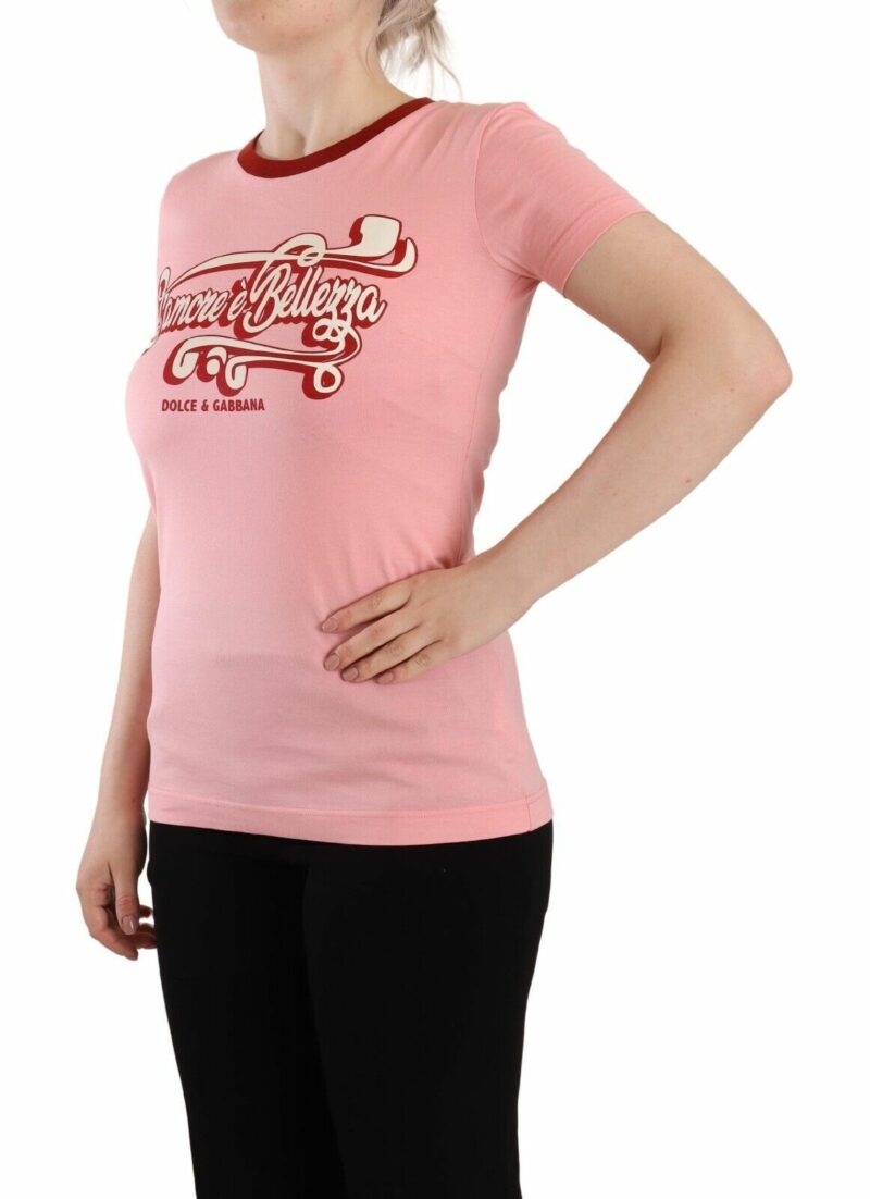Dolce & Gabbana Chic Pink Logo Crew Neck Tee - Image 2