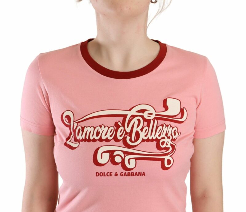 Dolce & Gabbana Chic Pink Logo Crew Neck Tee - Image 4