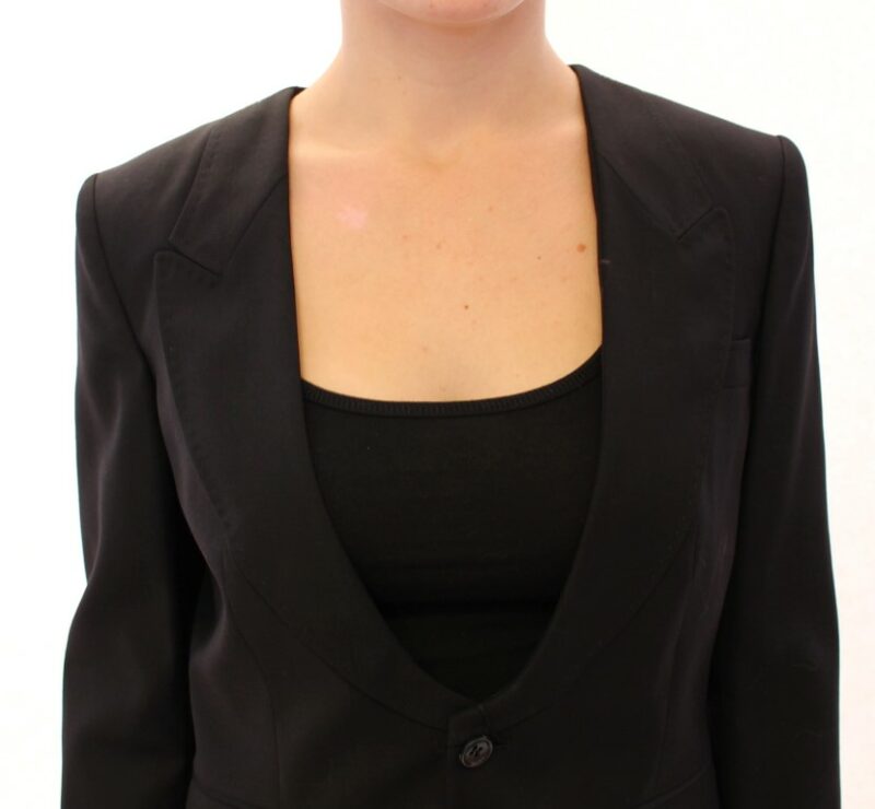 Dolce & Gabbana Elegant Silk-Blend Black Blazer with Scarf Back Detail - Image 4