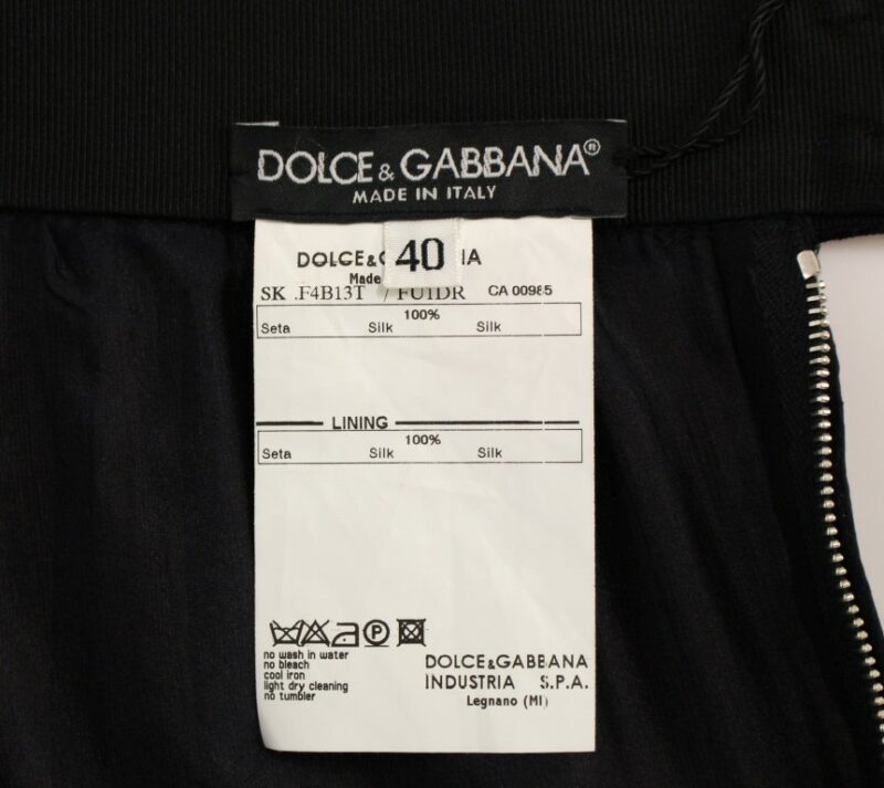 Dolce & Gabbana Elegant Silk Black Skirt for Evenings - Image 6