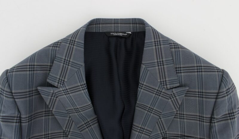 Dolce & Gabbana Elegant Blue Checkered Slim Fit Blazer - Image 7