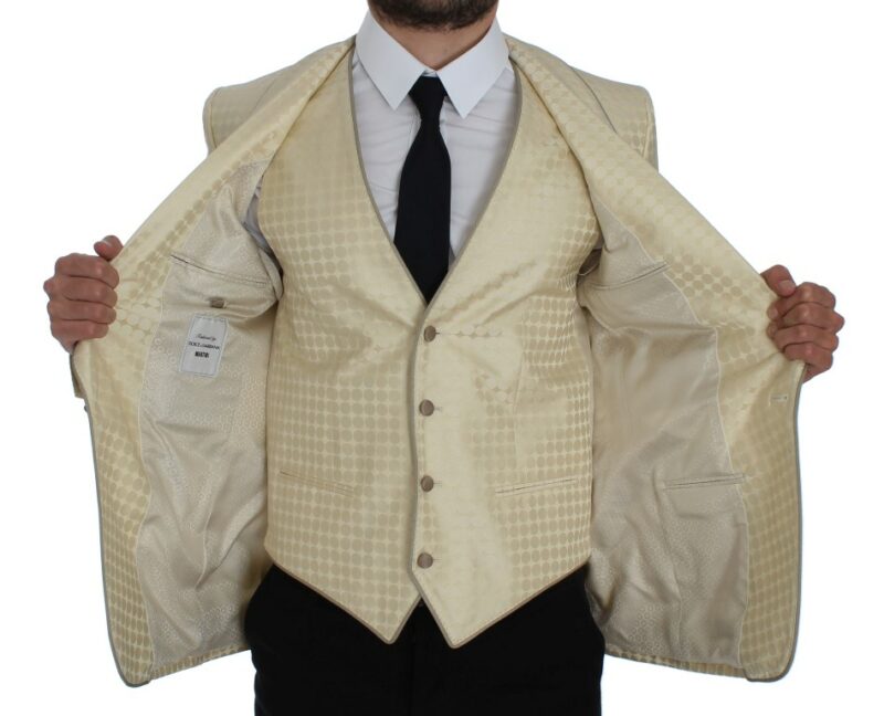 Dolce & Gabbana Sophisticated Beige Polka Dotted Blazer & Vest - Image 6