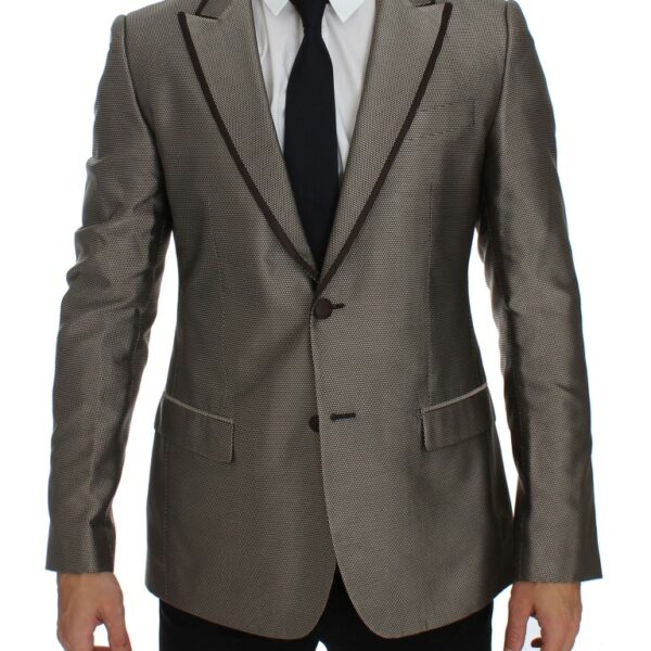 Dolce & Gabbana Elegant Brown Silk Two-Button Slim Blazer