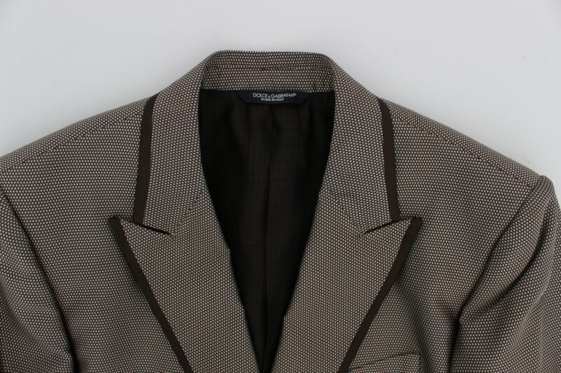 Dolce & Gabbana Elegant Brown Silk Two-Button Slim Blazer - Image 7