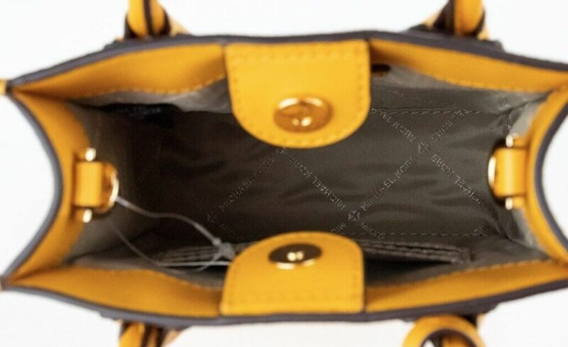 Michael Kors Mercer XS Honeycomb Gold Signature PVC North South Shopper Crossbody Bag - Image 3