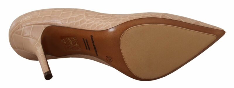 Dolce & Gabbana Elegant Nude Leather Kitten Heels Pumps - Image 4