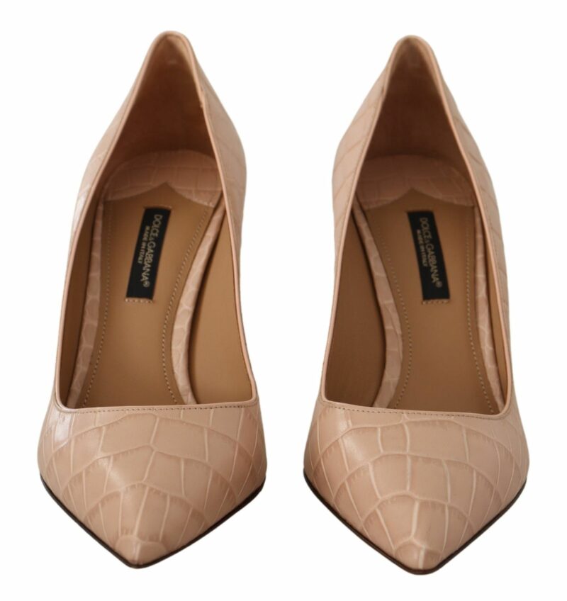 Dolce & Gabbana Elegant Nude Leather Kitten Heels Pumps - Image 6