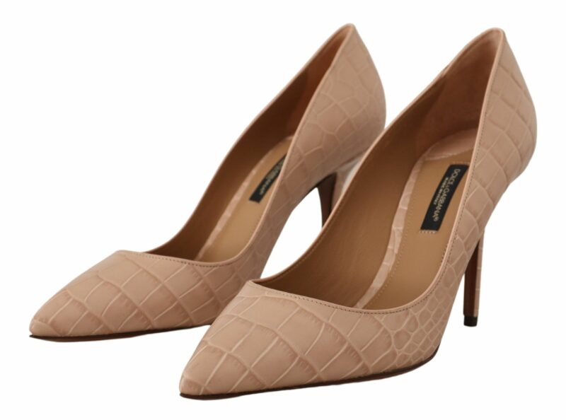 Dolce & Gabbana Elegant Nude Leather Kitten Heels Pumps - Image 7