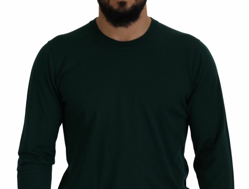 Dolce & Gabbana Elegant Green Crewneck Cashmere Sweater - Image 4