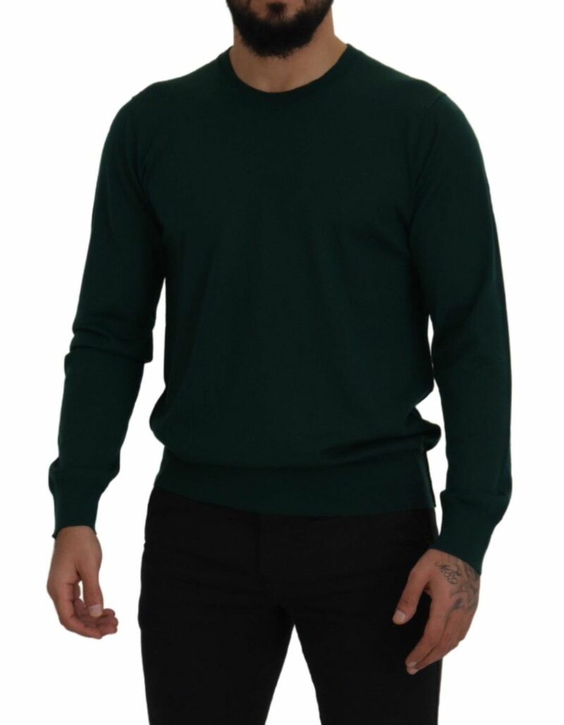 Dolce & Gabbana Elegant Green Crewneck Cashmere Sweater - Image 5