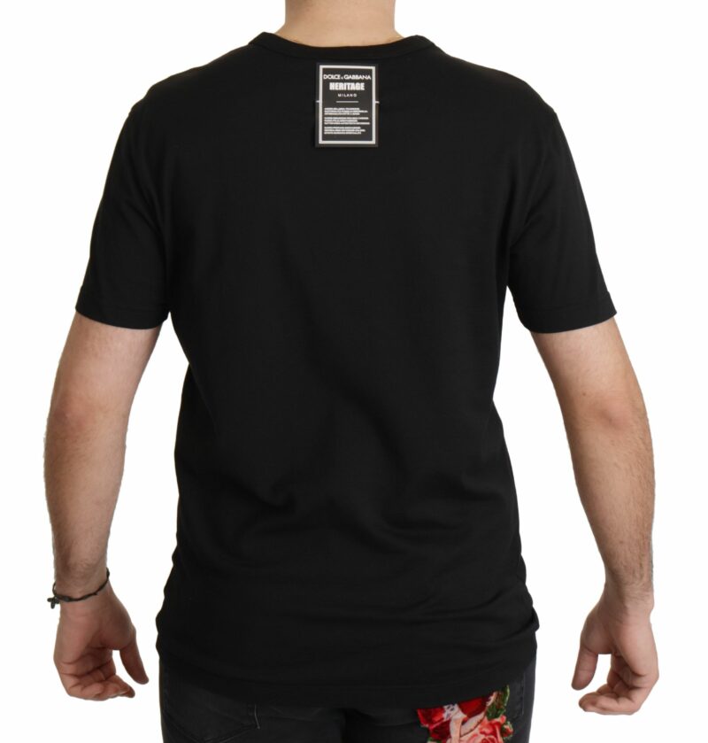 Dolce & Gabbana Elegant Black Baroque Crewneck Tee - Image 5