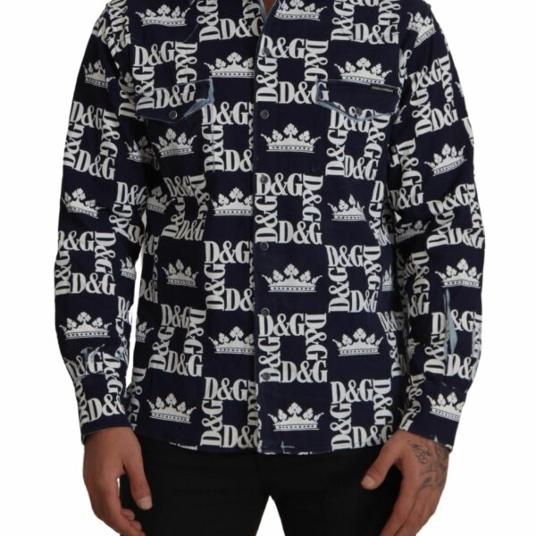 Dolce & Gabbana Elegant Slim Fit Blue Crown Shirt