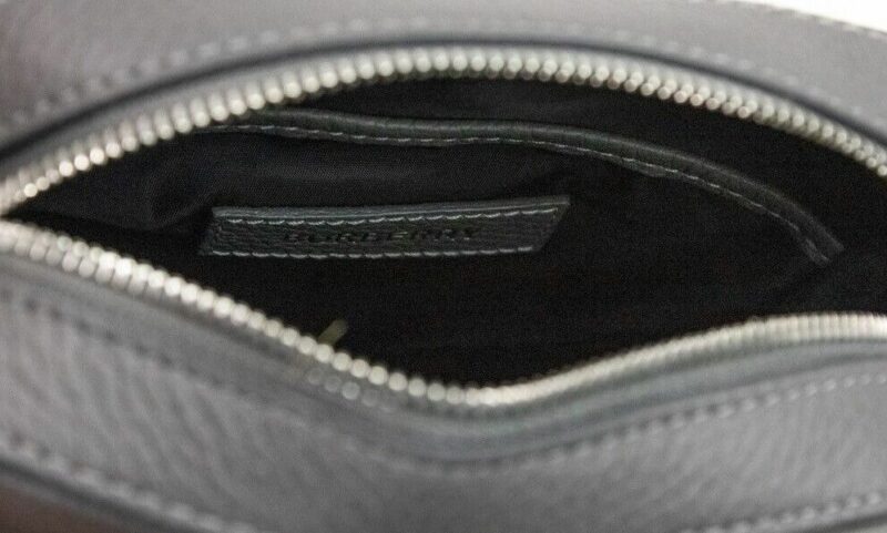 Burberry Thornton Small Grey Embossed Logo Grainy Leather Crossbody Handbag - Image 3