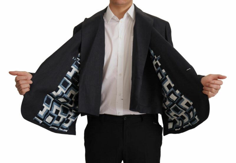 Dolce & Gabbana Sleek Double Breasted Navy Linen Blazer - Image 2