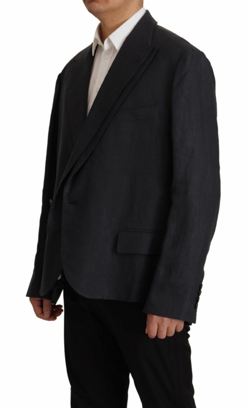 Dolce & Gabbana Sleek Double Breasted Navy Linen Blazer - Image 4