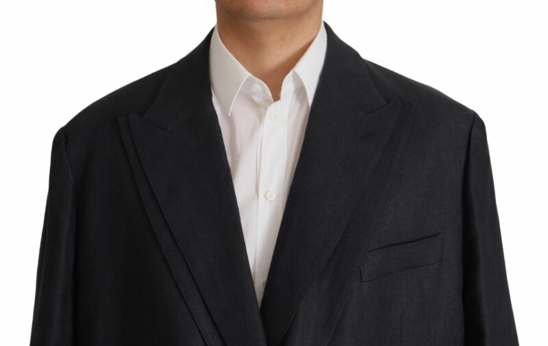 Dolce & Gabbana Sleek Double Breasted Navy Linen Blazer - Image 6
