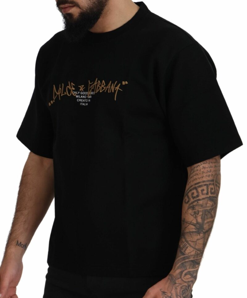 Dolce & Gabbana Elegant Black Cotton Blend Crewneck T-Shirt - Image 5