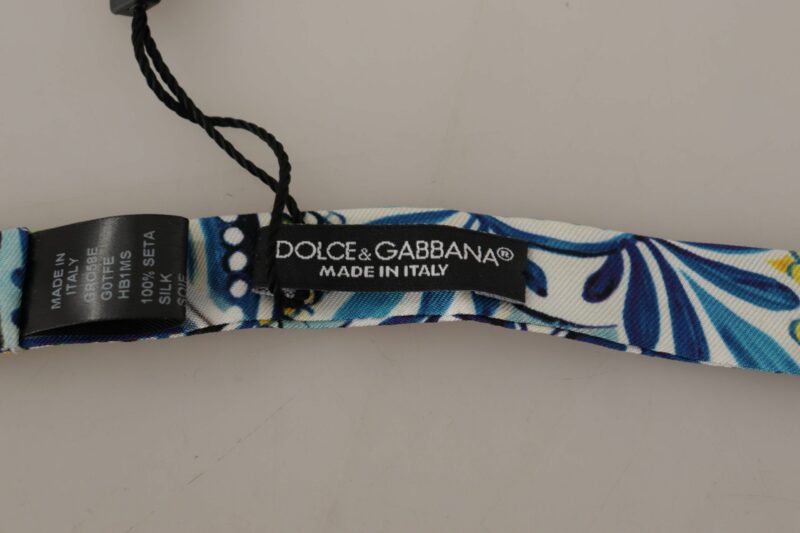 Dolce & Gabbana Majolica Print Silk Bow Tie - Image 3