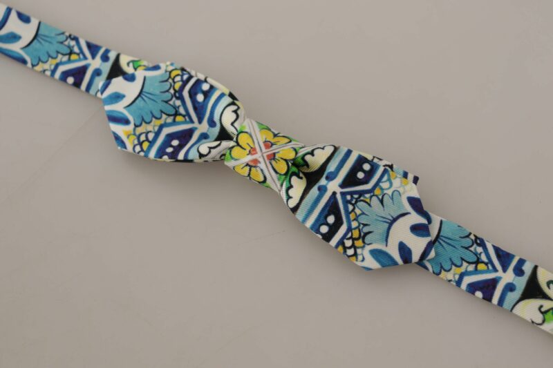 Dolce & Gabbana Majolica Print Silk Bow Tie - Image 5