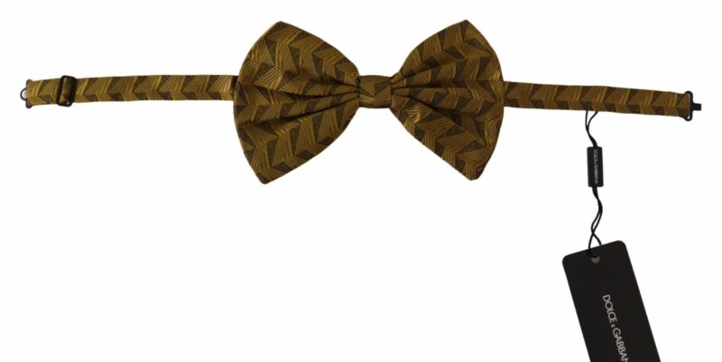 Dolce & Gabbana Elegant Gold Silk Bow Tie - Image 5