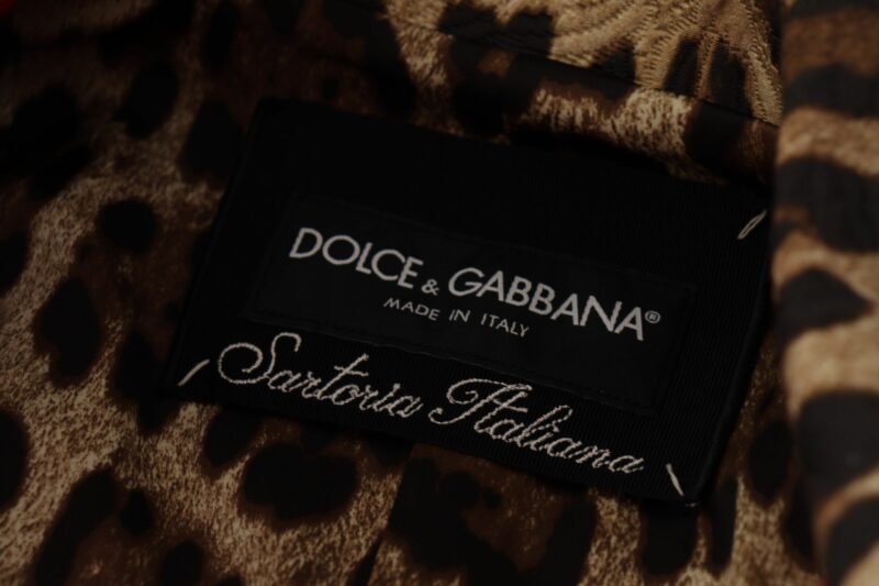 Dolce & Gabbana Elegant Red Leopard Trench Coat - Image 8