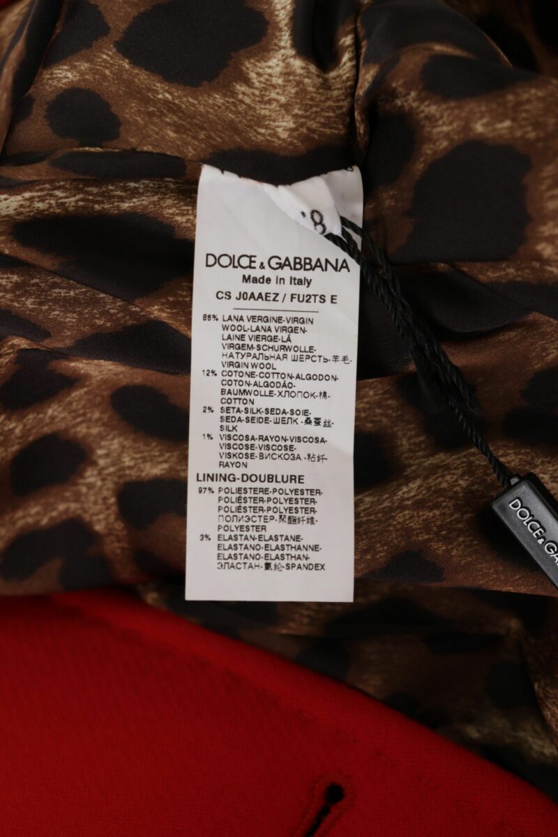 Dolce & Gabbana Elegant Red Leopard Trench Coat - Image 6