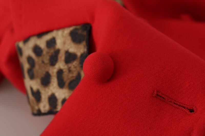 Dolce & Gabbana Elegant Red Leopard Trench Coat - Image 7