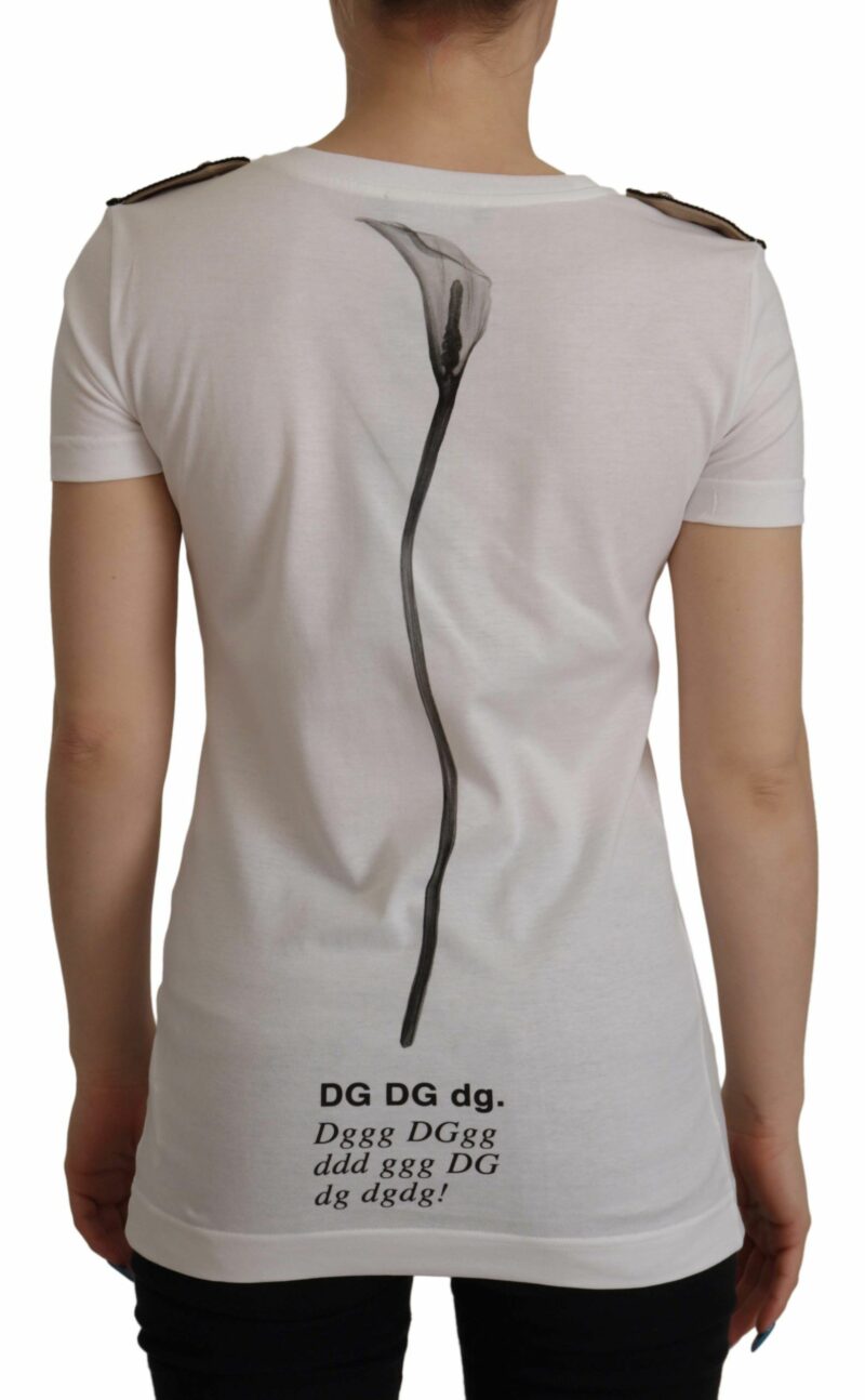 Dolce & Gabbana Elegant Floral Crewneck Cotton Tee - Image 2