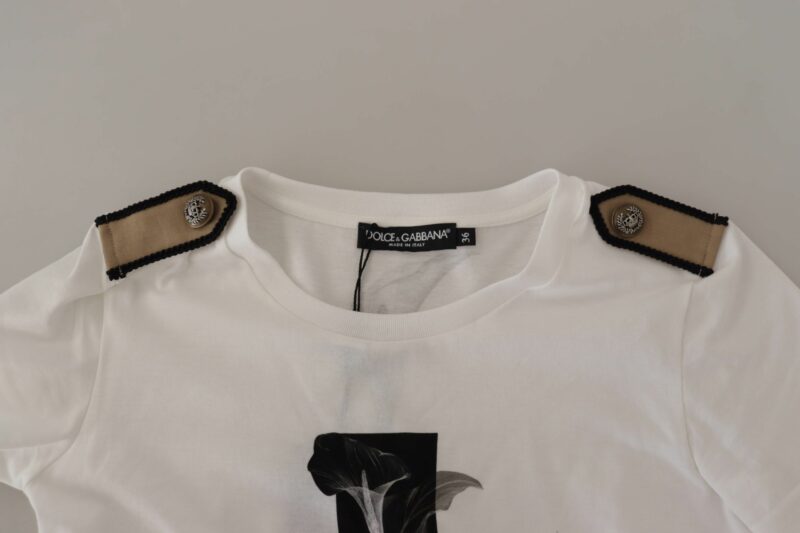 Dolce & Gabbana Elegant Floral Crewneck Cotton Tee - Image 4