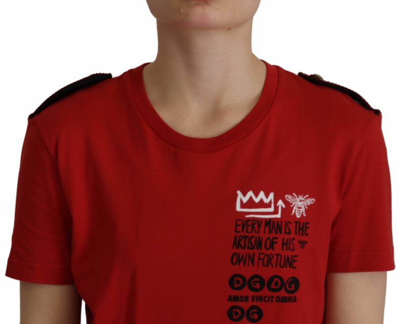 Dolce & Gabbana Elegant Red Crewneck Cotton Tee - Image 3
