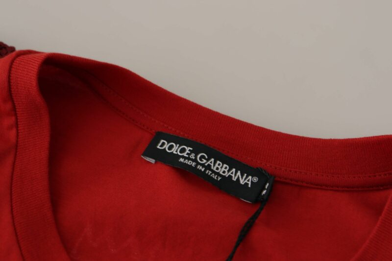 Dolce & Gabbana Elegant Red Crewneck Cotton Tee - Image 5