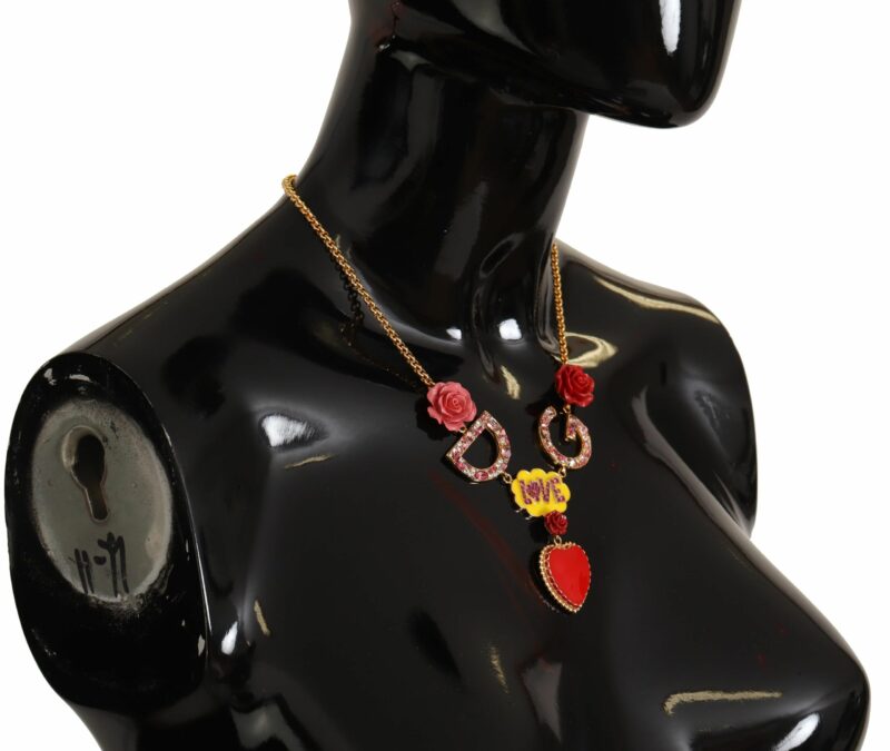 Dolce & Gabbana Glamorous Gold Crystal Charm Necklace - Image 2