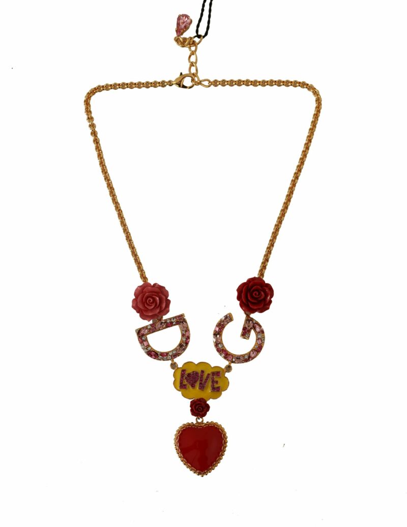 Dolce & Gabbana Glamorous Gold Crystal Charm Necklace - Image 4