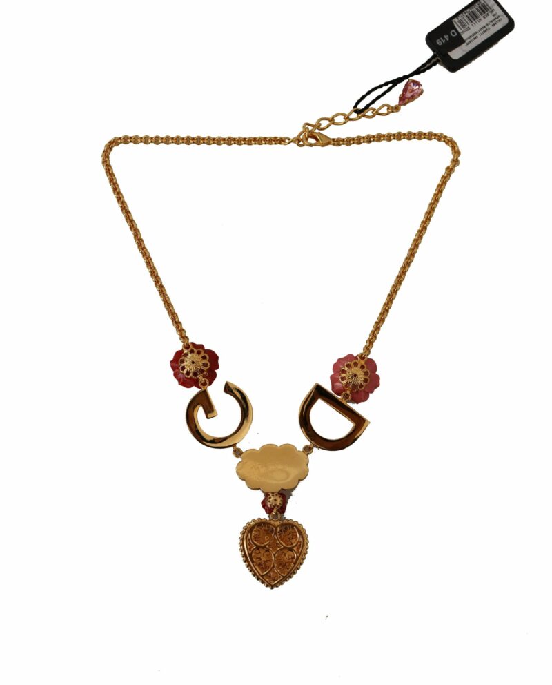 Dolce & Gabbana Glamorous Gold Crystal Charm Necklace - Image 5